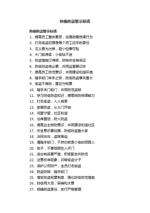 防偷防盗警示标语