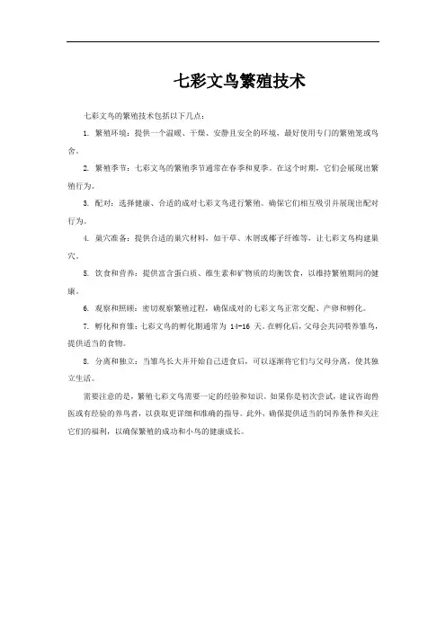 七彩文鸟繁殖技术