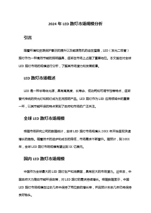 2024年LED路灯市场规模分析