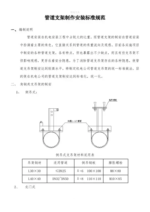 管道支架制作安装标准规范-管道支架规范