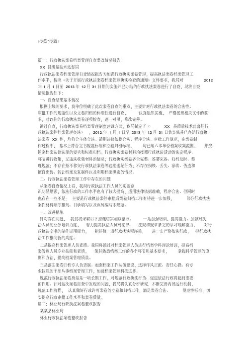 执法案卷整改报告