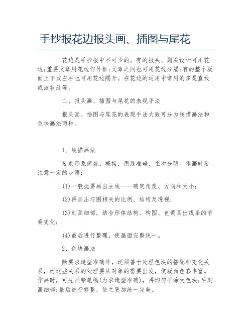 手抄报花边报头画插图与尾花文字稿