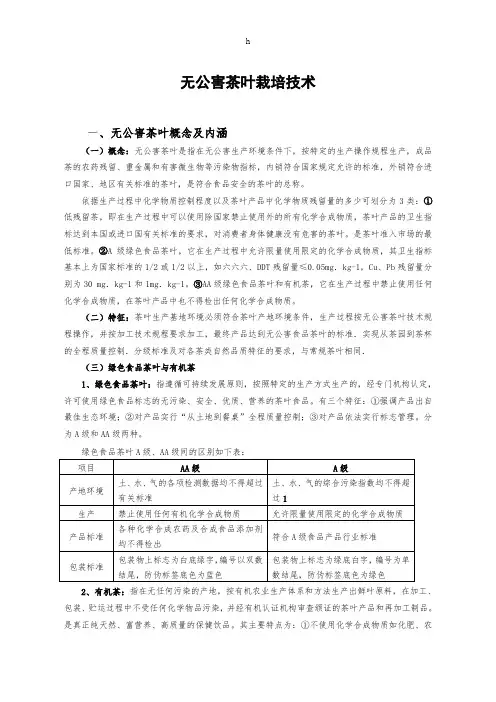 无公害茶叶栽培技术