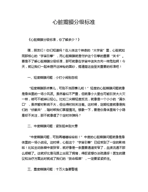 心脏瓣膜分级标准