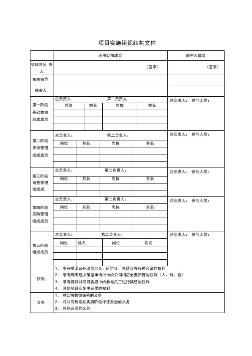 项目实施组织结构文件表
