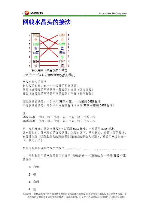 网线水晶头的接法