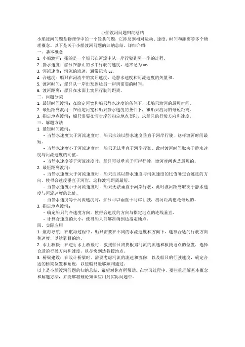 小船渡河问题归纳总结
