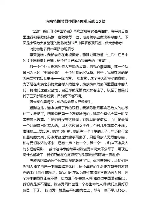 消防特别节目中国骄傲观后感10篇