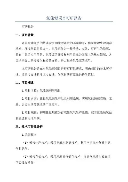 氢能源项目可研报告