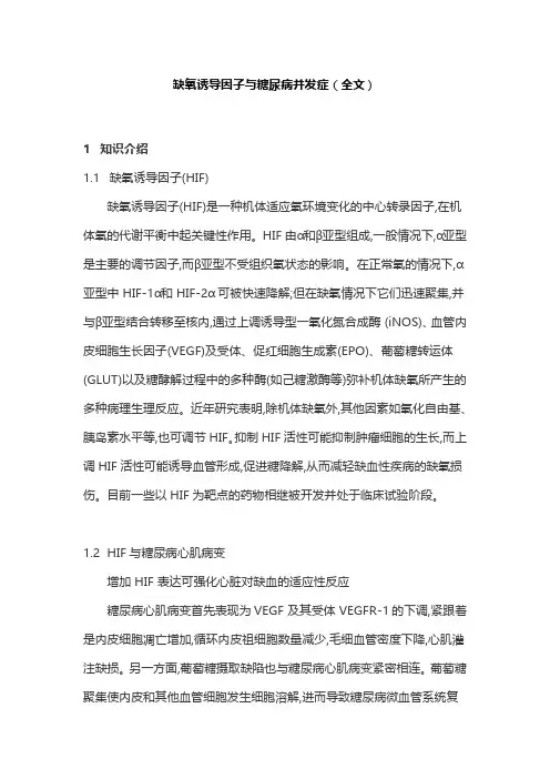 缺氧诱导因子与糖尿病并发症(全文)
