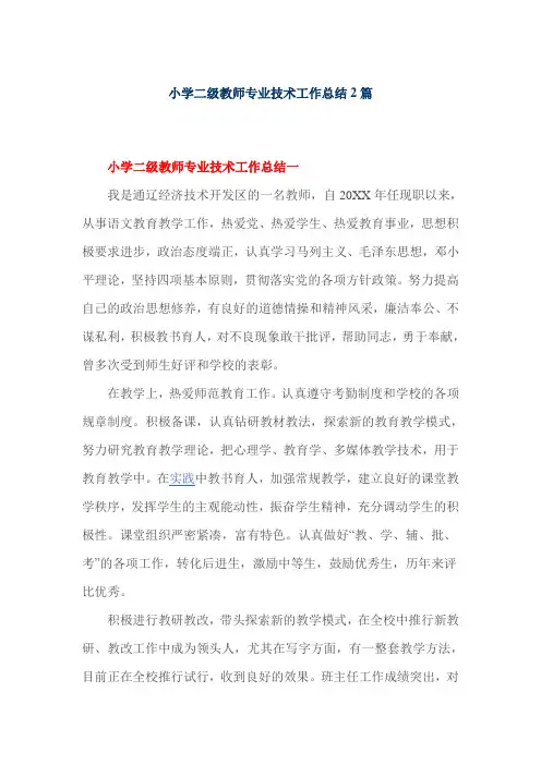 小学二级教师专业技术工作总结2篇
