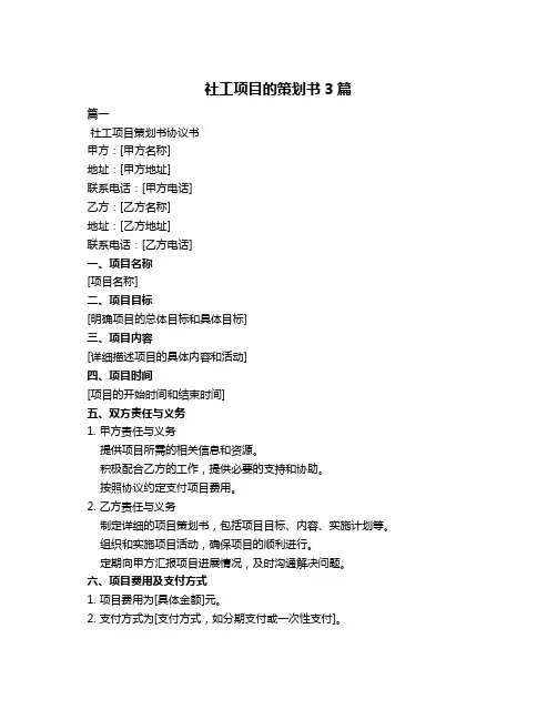 社工项目的策划书3篇