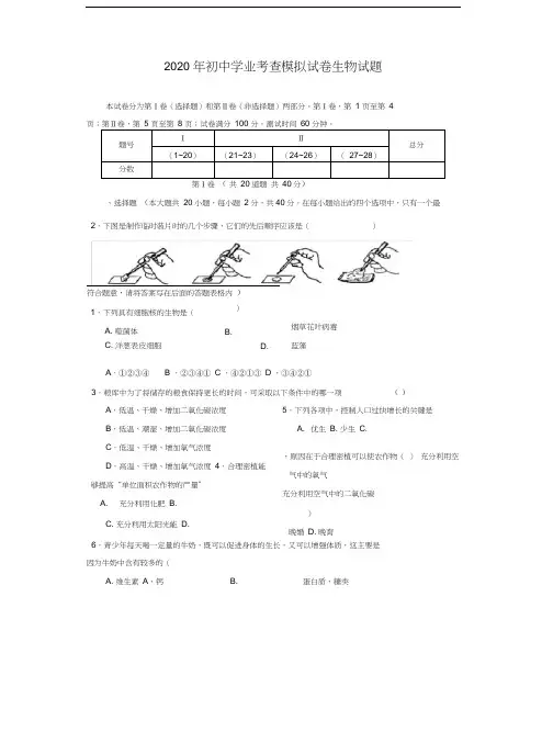 2020年中考生物会考模拟试卷人教新课标版