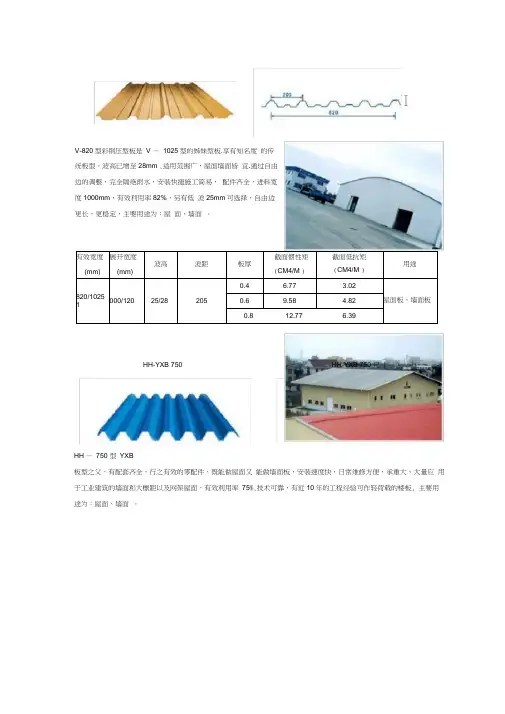 彩钢板型号尺寸