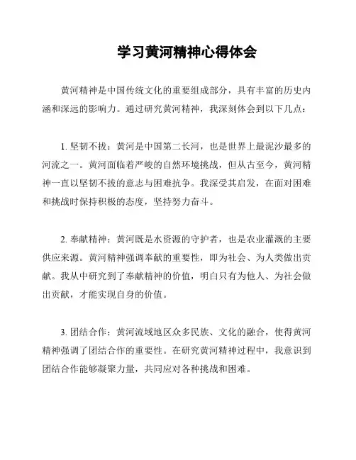 学习黄河精神心得体会