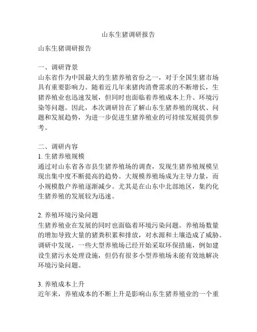 山东生猪调研报告