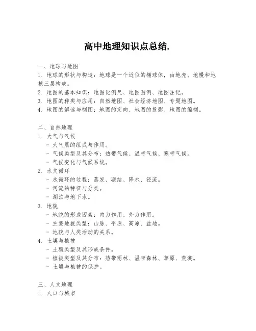 高中地理知识点总结.