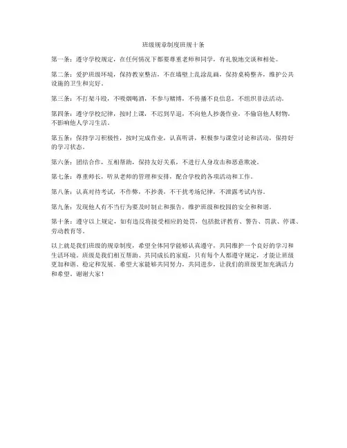班级规章制度班规十条