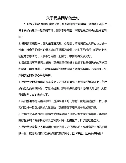 关于民族团结的金句