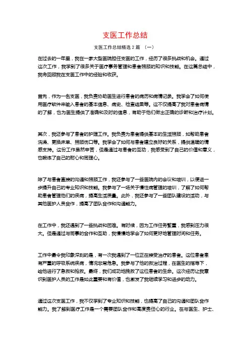 支医工作总结2篇