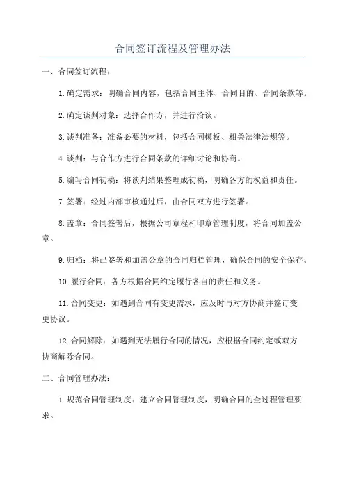 合同签订流程及管理办法