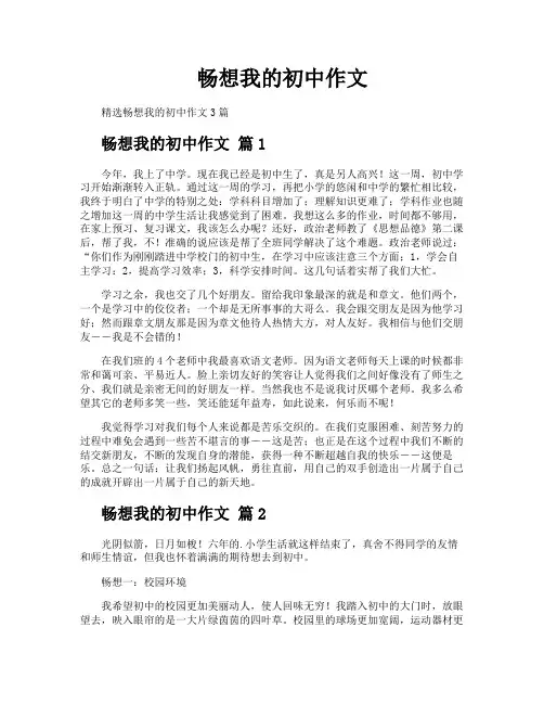 畅想我的初中作文