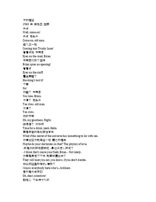 《万物理论》完整中英文对照剧本
