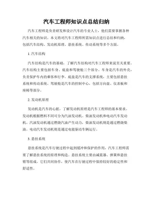 汽车工程师知识点总结归纳