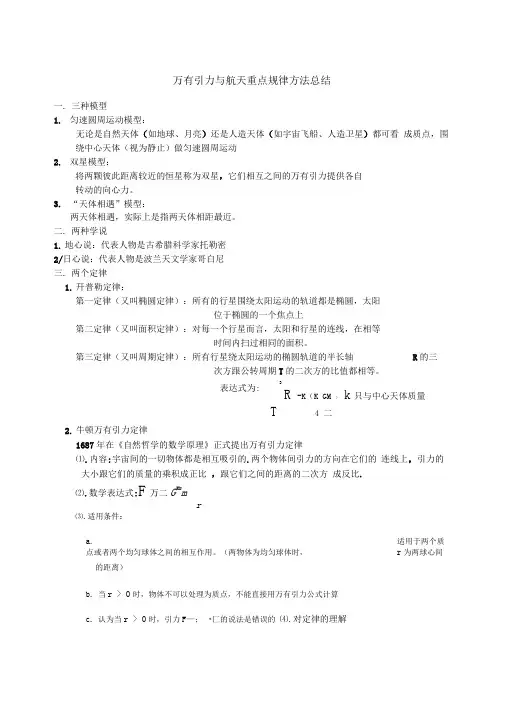 万有引力与航天公式总结