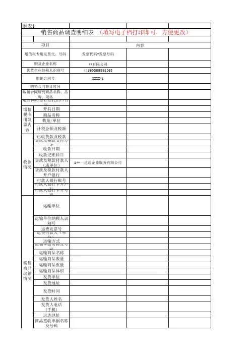 函调资料(商品销售调查表填表说明)
