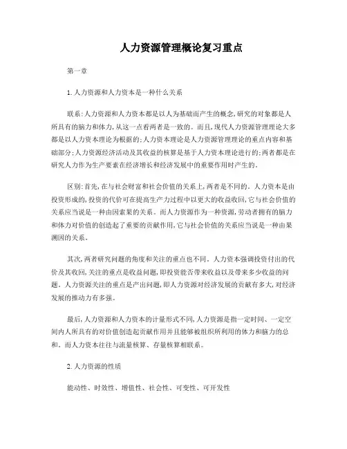 人力资源管理概论考试重点