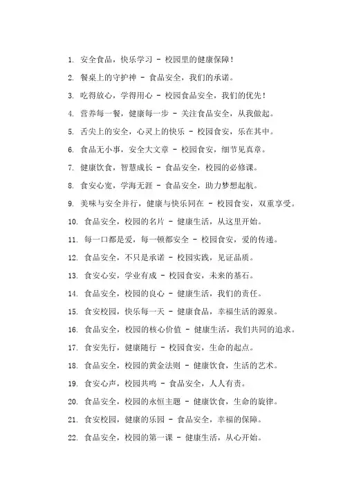口号标语之教育行业校园食品安全集锦