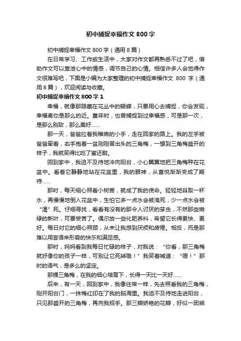 初中捕捉幸福作文800字