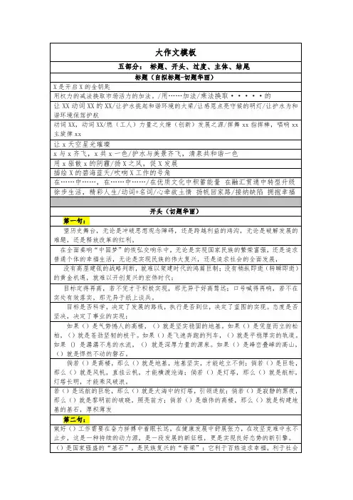 大作文自用高分模板
