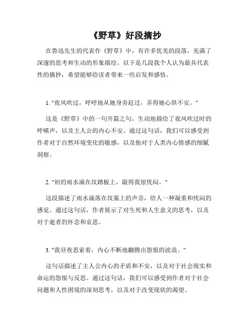 《野草》好段摘抄
