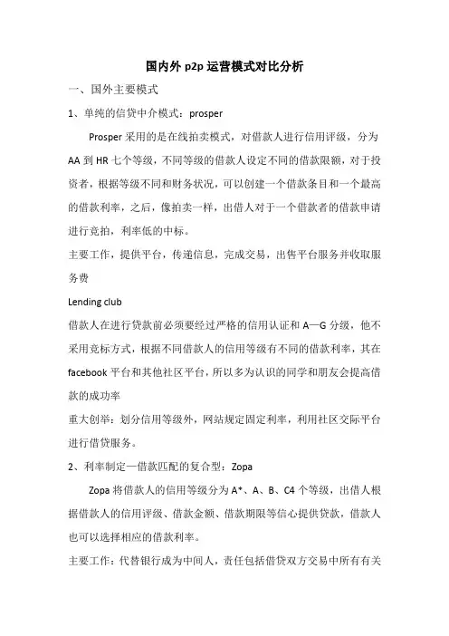 国内外p2p运营模式对比分析