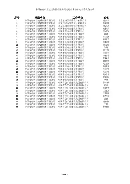 中国有色矿业建设集团有限公司一级建造师执业资格考核认 …