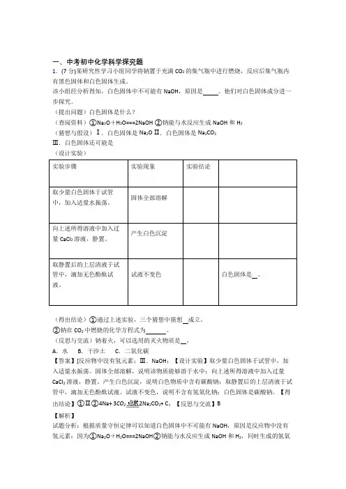 中考化学——探究题的综合压轴题专题复习含答案