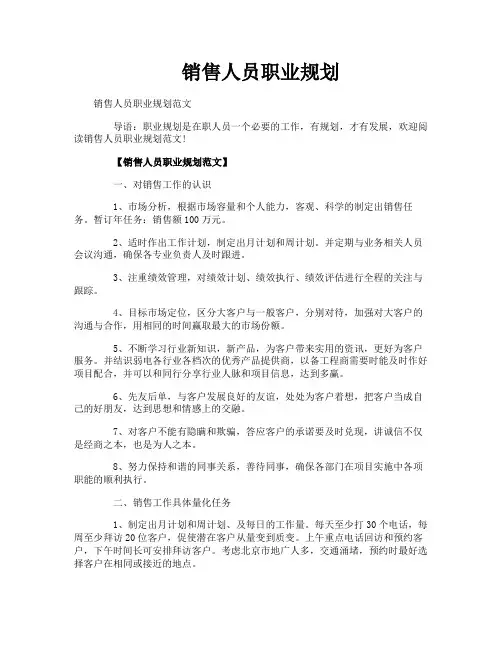 销售人员职业规划
