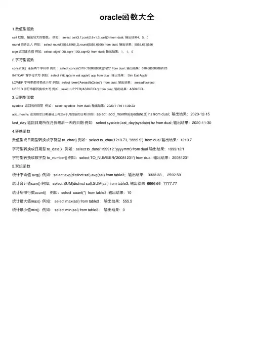 oracle函数大全