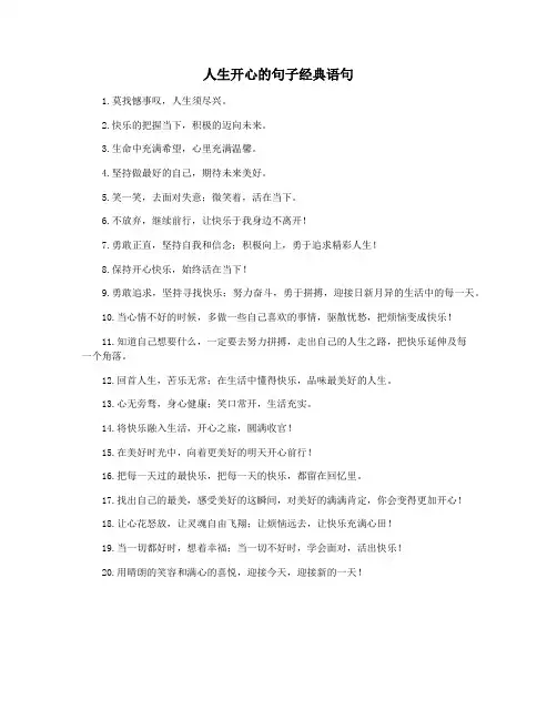 人生开心的句子经典语句