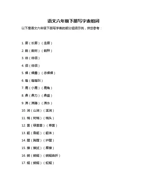 语文六年级下册写字表组词