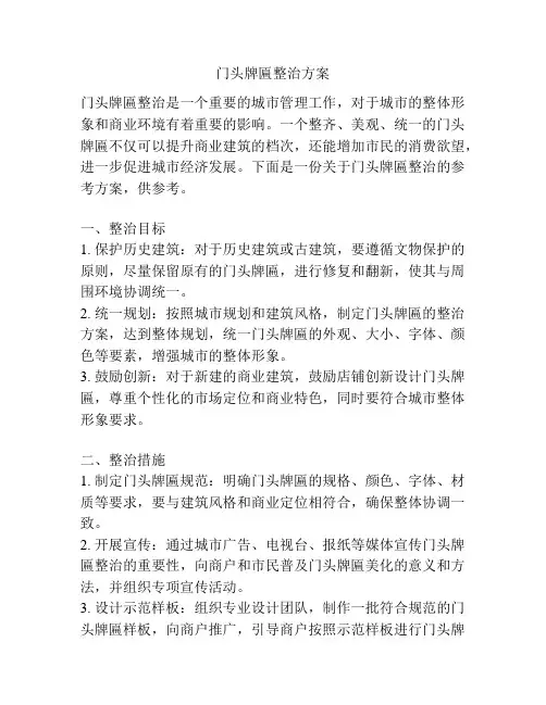 门头牌匾整治方案