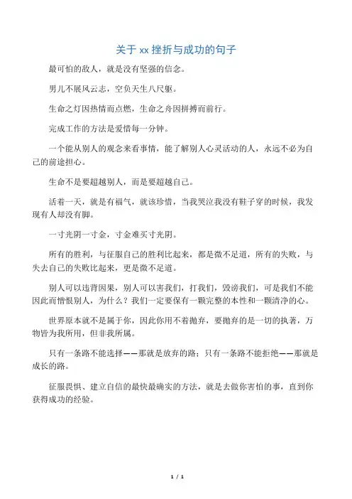 关于青春挫折与成功的句子