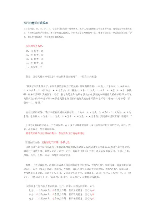 五行究竟对应啥数字