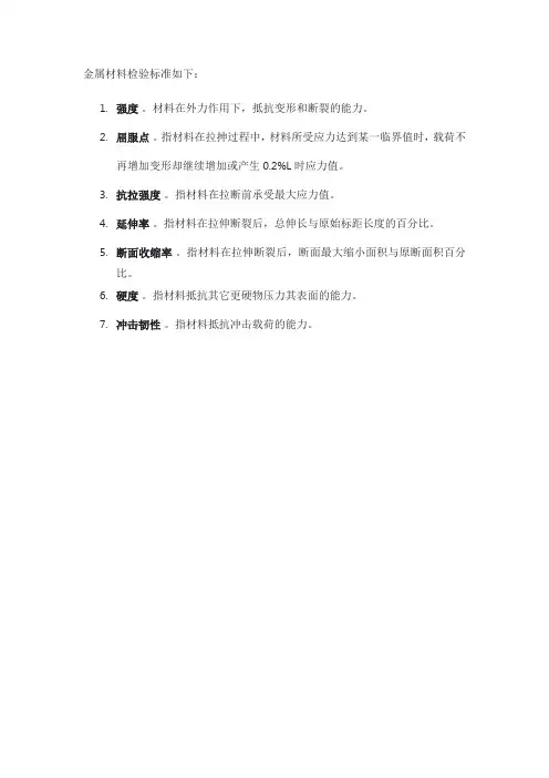 金属材料检验标准