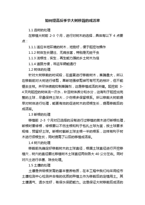 如何提高反季节大树移栽的成活率
