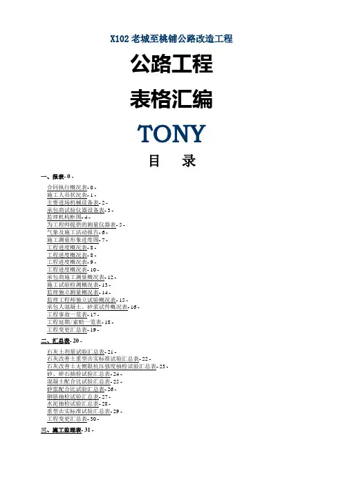 公路工程内页资料整理表格(X102公路)