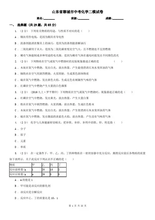 山东省聊城市中考化学二模试卷