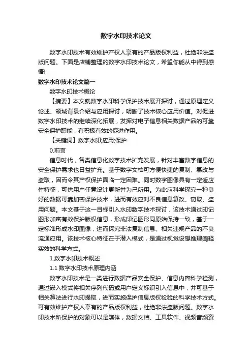 数字水印技术论文